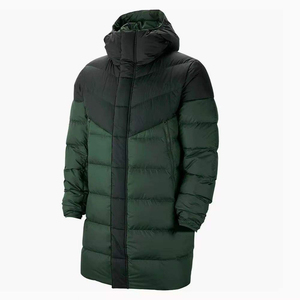 Veste longue à capuche pour homme, matelassée, coupe-vent, décontractée, en duvet, avec blocs de couleur, en polyester épais, fermeture éclair - Product Image 4
