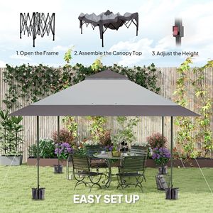 Tenda Pop-up 4x4 Metri UV50+ per Feste, Altezza Regolabile con Borsa con Ruote e 4 Sacchi di Sabbia, Colore Grigio - Product Image 4