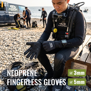 Gants de plongée en néoprène AROPEC 3 mm 5 mm, antidérapants, en caoutchouc imprimé, avec velcro élastique pour la plongée sous-marine, la plongée avec tuba et le surf - Product Image 2