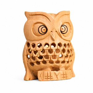 Figura de Búho Tallada a Mano en Madera |   Estatua de Búho Hecha a Mano en Madera |   Búho Decorativo para Decoración del Hogar |   Escultura de Animales de Madera Rústica - Product Image 2