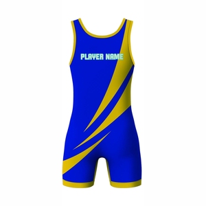 Vente en gros de maillots de lutte unisexes d'été de haute qualité, imprimés par transfert thermique, ajustés, anti-transpiration, dégradé bleu-vert - Product Image 5