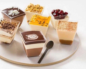 Nouveaux gobelets carrés en plastique alimentaire avec couvercle à clapet, jetables, 125 ml, pour mousse, usage pâtisserie, transparents, compatibles congélateur, en 2026 - Product Image 3