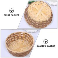 Design rustique Naturel Rond Bambou Motifs À Carreaux Fruits Stockage Écologique Cadeau Boîte Rustique En Osier Panier Vietnam Produits