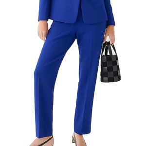 Pantalons habillés de qualité supérieure pour femmes Impression personnalisée Couleur bleue unie Slim and Fit Respirant Wholesale Business Wear - Product Image 1