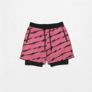 Men's 100% Polyester Double <b>Layer</b> Board Shorts <b>Mid</b> Waist Drawstring Closure Digital Print Anti-UV Waterproof Quick Dry - Product Image 1