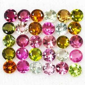 Lot de pierres précieuses naturelles multi-tourmalines rondes facettées, calibrées, certifiées, non traitées, prêtes pour la pose et la fabrication de bijoux - Product Image 1