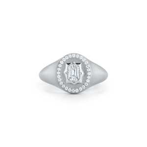 14K Gold Emerald Lab Grown Diamond Signet <b>Ring</b> Pave Accent Satin Matte Finish Shield Pinky <b>Ring</b> Bands Wholesale Everyday Wear - Product Image 4