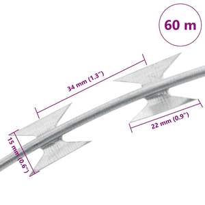 Malla de Alambre de Acero Galvanizado BTO-22 con Espina de Púas en Forma de Concertina para Seguridad, 196.9 Pulgadas de Largo - Product Image 5