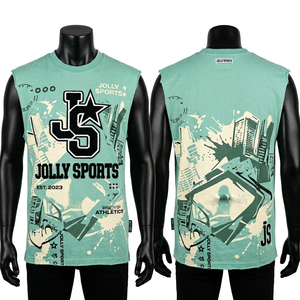 เสื้อยืดแขนกุดผู้ชาย ผ้าพรีเมียม ปักลายเชนิลล์ ปักโลโก้ตามสั่ง ผ้าฝ้าย 100% ทรงหลวม พิมพ์ลาย - Product Image 5