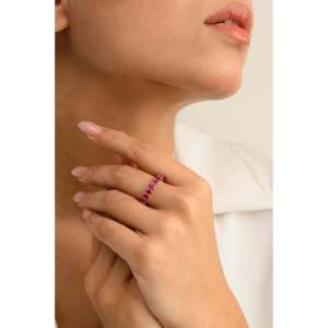 14K Solid Gold Genuine <b>Ruby</b> 4.67 Ct Full <b>Eternity</b> Wedding Band <b>Ring</b> - Product Image 5