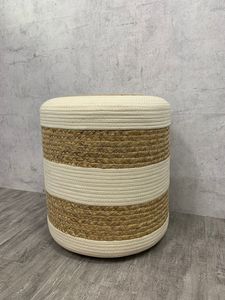 Otomana cuadrada hecha a mano de jacinto de agua para interiores modernos y rústicos, Vietnam - Product Image 4