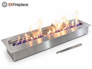 <span class=keywords><strong>Bruciatore</strong></span> a <span class=keywords><strong>Bioetanolo</strong></span> in Acciaio Inox Argento, Inserto per Caminetto Manuale con Coperchio a Cerniera, Riscaldatore da Tavolo Moderno per Soggiorno e Uso Interno - Product Image 3
