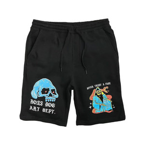 Shorts de sport décontractés pour hommes en coton 100% 400 GSM, coupe lourde, avec logo personnalisé, cordon de serrage et poches zippées, personnalisables - Product Image 1