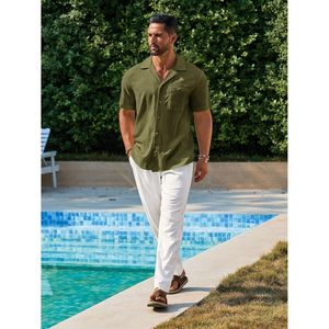 2025 <b>Men's</b> Floral <b>Short</b> <b>Sleeve</b> Casual Cotton <b>Linen</b> <b>Shirt</b> Lightweight Summer Tops with Button Down Cuban Collar - Product Image 4