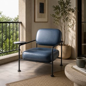 Fauteuil de détente moderne avec siège en cuir PU rembourré pour hôtel, salon, chambre à coucher, mobilier de salon - Product Image 5