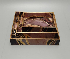 Ensemble de trois plateaux de mariage en bois MDF écologiques de haute qualité, revêtement émaillé, pour usage polyvalent, design personnalisé imprimé par Indian - Product Image 2