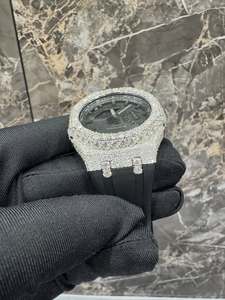 Iced Out Moissanite <b>Watch</b> Quartz Analog Display Stainless Steel <b>Case</b> Unisex Luxury Hip Hop Wristwatch - Product Image 3