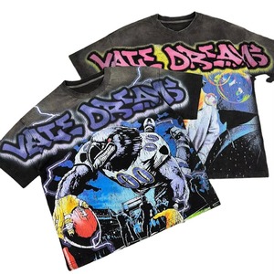 Cut and Sew Garment Custom <b>Vintage</b> <b>Graphic</b> DTG Printing 100% Cotton <b>Tee</b> Drop Shoulder Acid Wash T-shirts for Men - Product Image 3