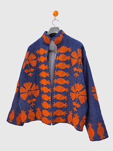 Veste à col mandarin brodée à la main avec des motifs floraux, manches longues, en velours, pour adulte, vêtements d'hiver, style élégant - Product Image 4