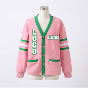2026 New Style Customized Sorority V Neck <b>Varsity</b> <b>Cardigan</b> Sweater 100% Cotton Breathable Chenille Front Logo Greek Apparel Umri - Product Image 5