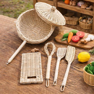 Jouets de cuisine en bois pour enfants, ensemble de pâtisserie en rotin, accessoires de jeu de rôle pour la cuisine - Product Image 4