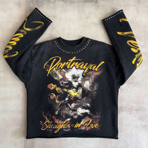 Sweat à capuche oversize vintage délavé en polaire douce à manches longues pour homme, hiver, écologique, respirant, avec poches, tendance, pull-over OEM - Product Image 1