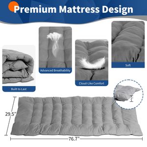 Modern Gray Folding Camping Cot <b>Bed</b> <b>Portable</b> Steel Frame with Soft Pad for Home Office Nap Beach Travel Adults Sleeping Cot - Product Image 4