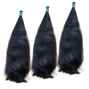 Extensions de cheveux humains vierges Remy originaux à double tirage Paquets de cheveux alignés avec des cuticules indonésiennes droites en vrac naturelles - Product Image 1