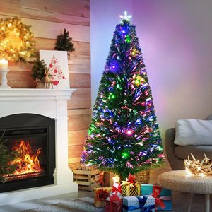 6FT Tall Douglas Fir Pre-Lit Artificial Christmas Tree with 24 Multi-Color LED <b>Lights</b> and Fiber Optics Realistic <b>Branches</b> 230 - Product Image 2