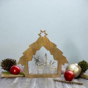 Décor de Noël de renne en bois avec accent d'étoile parfait pour l'affichage de table de vacances pièce de décoration de maison d'hiver rustique - Product Image 1