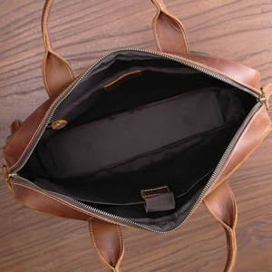 Unisex <b>Genuine</b> <b>Leather</b> <b>Handbags</b> Casual Laptop Bag Waterproof Large Capacity Office Bags in Solid Color - Product Image 5
