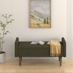 Green Teddy <b>Velvet</b> <b>Storage</b> <b>Stool</b> 45.98\"*16.75\"*21.75\" with <b>Storage</b> Space for Apartments Living Room Bedrooms - Product Image 4