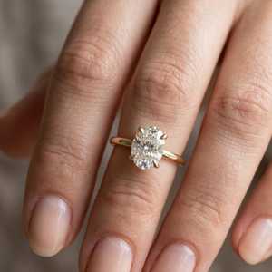 Bijoux fins de luxe, or jaune 9 carats, certificat IGI, diamant de laboratoire 1,5 ct, coupe ovale, bague de fiançailles solitaire, bague de mariage - Product Image 6