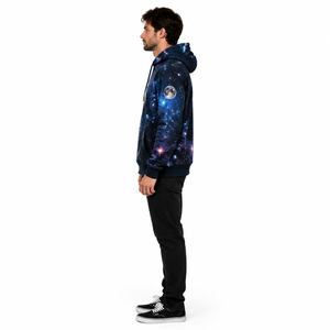 Sudadera con capucha de poliéster sublimado con estampado de astronauta de la galaxia, estrellas que brillan en la oscuridad, ropa urbana para hombre, OEM, fábrica personalizada - Product Image 3