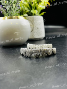 Juego de Grillz de Plata 925 con Baño de Rodio y Moissanita, Estilo Hip Hop Unisex, Ajuste Personalizado para Dientes Superiores e Inferiores, Regalo de Lujo - Product Image 2