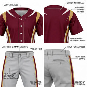 Two Piece Baseball Sports Uniform <b>Set</b> For Adult Players Custom Designed Jersey Trousers <b>Set</b> For League Competition Gameplay <b>Set</b> - Product Image 5