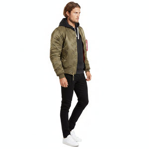 High Quality Men's MA-1 Flight Bomber <b>Jacket</b> Tactical Windproof <b>Pilot</b> Coat Olive Green Padded Winter Varsity Outerwear - Product Image 3