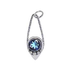 Pendentif en tourmaline bleu turquoise, argent sterling 925, collier artisanal en pierres précieuses, bijoux de luxe, cadeau pour femme - Product Image 1