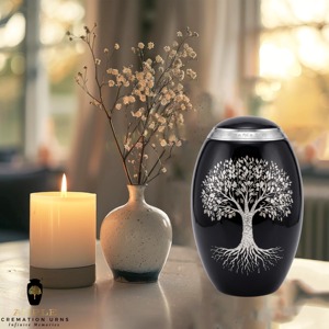 โกศบรรจุอัฐิสำหรับผู้ใหญ่ รุ่น Tree Life สีน้ำเงิน ทำจากอะลูมิเนียม ขนาด 10 นิ้ว ความจุ 220 คิวบิกอินช์ เป็นมิตรกับสิ่งแวดล้อม ทนทาน - Product Image 6