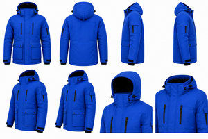 Men's Hooded Puffer Jacket Fleece Lined 220g <b>Waterproof</b> Stand Collar Casual <b>Winter</b> <b>Coat</b> with Zipper Front and Multiple Pockets - Product Image 6