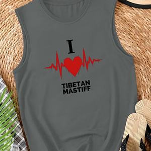 Heartbeat Line Débardeurs décontractés pour femmes en tissu tricoté avec logo sur le devant, modèle Tibetan Mastiff - Product Image 2