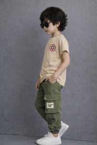 Vêtements pour enfants de marque, vêtements pour garçons, t-shirt à manches courtes en coton mélangé avec ensemble de jogging cargo - Product Image 2