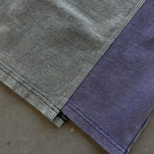 T-shirt personnalisé en coton épais, color-block, coupe carrée, coutures apparentes, style vintage, surdimensionné, délavé à l'acide pour homme - Product Image 2