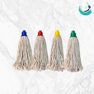 KSR High Quality Cotton White Yarn Socket <b>Mop</b> Heads with Four Colour Clip Holder for Floor Cleaning System Cut End - Product Image 4