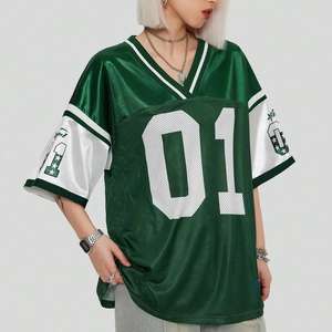 เสื้อยืดโอเวอร์ไซส์สไตล์สปอร์ตสำหรับผู้หญิงลายพิมพ์ตัวอักษรแบบโปร่งสไตล์สตรีทแฟชั่นฤดูร้อน - Product Image 1