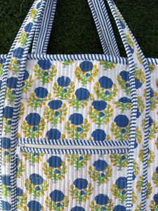 Elegant Cotton Quilted Large Frill Tote <b>Bag</b> Handmade Printed Shoulder Purse for Office <b>College</b> Shopping and Daily Essentials - Product Image 3