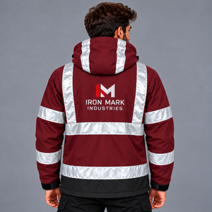 Vêtements de travail rapides en polyester sérigraphié, haute visibilité, réfléchissants, imperméables, certifiés CE, détection des aiguilles, par Iron Mark Industries - Product Image 3