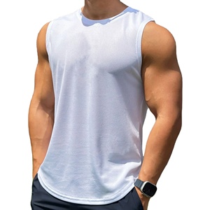 Débardeur en polyester de haute qualité pour hommes taille plus personnalisée couleur unie vente en gros de musculation vêtements de sport à séchage rapide avec logo imprimé personnalisé - Product Image 1