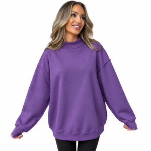 Buy Premium Women <b>Mock</b> Neck Oversized Custom Sweatshirt Comfortable Casual Outfit Wholesale Clothing Collection - Product Image 1