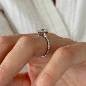 1 Carat Oval Lab Grown E VVS2 Diamond Halo Engagement <b>Ring</b> , 1.5MM <b>Thin</b> <b>Ring</b> , 14k White Gold , IGI Certified - Product Image 2